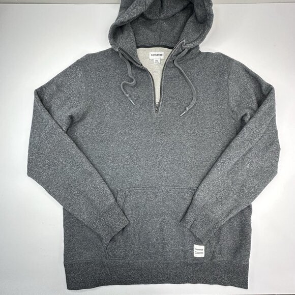 Converse‎ Men's Gray Athletic Quarter Zip Hooded Long Sleeve Sweatshirt XL/C46 - Picture 2 of 11